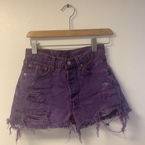 Purple high waisted shorts